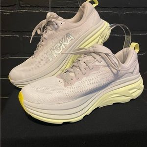 Hoka One One Bondi 8 silver grey/yellow US women’s size 9.5 used -A0001